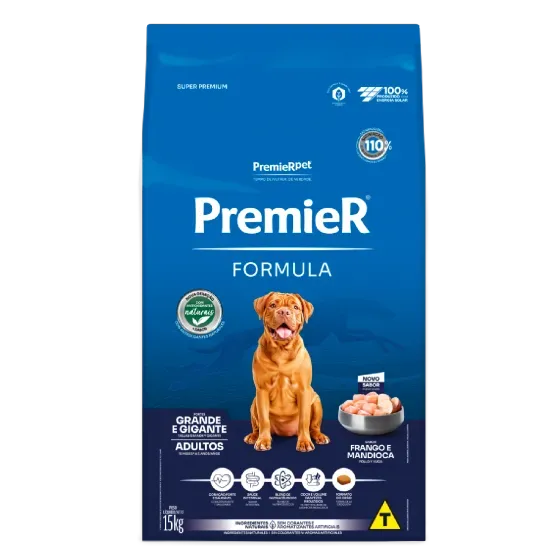 Ração Premier Formula Cães Adultos Portes Grande e Gigante Frango e Mandioca 15kg