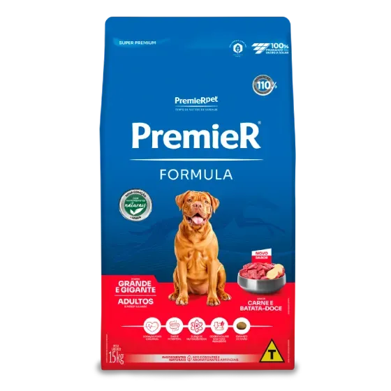 Ração Premier Formula Cães Adultos Portes Grande e Gigante Carne e Batata-Doce 15kg