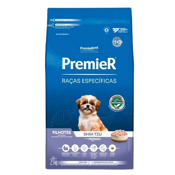 Ração Premier Raças Específicas Shih Tzu Cães Filhotes Frango 2,5kg