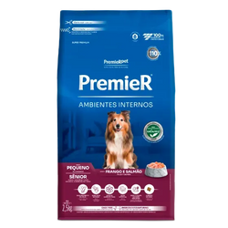 Ração Premier Ambientes Internos Cães Sênior Porte Pequeno Frango e Salmão 1Kg 2,5kg