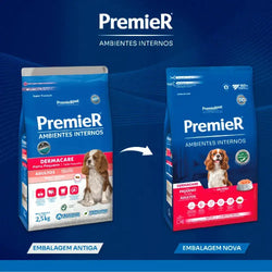 Ração Premier Ambientes Internos Dermacare Cães Adultos Porte Pequeno Salmão 2,5kg