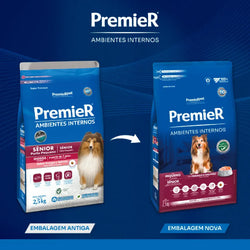 Ração Premier Ambientes Internos Cães Sênior Porte Pequeno Frango e Salmão 1Kg 2,5kg