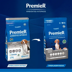 Ração Premier Ambientes Internos Light Cães Adultos Porte Pequeno Frango e Salmão 1Kg 2,5kg