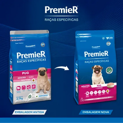 Ração Premier Raças Específicas Pug Cães Adultos Frango 1Kg 2,5kg 7,5kg