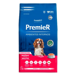 Ração Premier Ambientes Internos Dermacare Cães Adultos Porte Pequeno Salmão 2,5kg