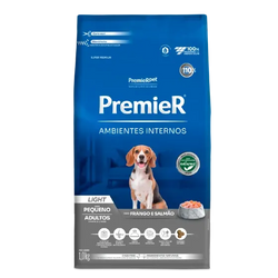 Ração Premier Ambientes Internos Light Cães Adultos Porte Pequeno Frango e Salmão 1Kg 2,5kg