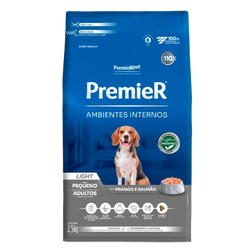 Ração Premier Ambientes Internos Light Cães Adultos Porte Pequeno Frango e Salmão 1Kg 2,5kg