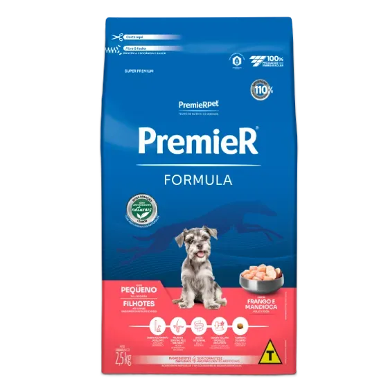 Ração Premier Formula Cães Filhotes Porte Pequeno Frango e Mandioca 2,5kg
