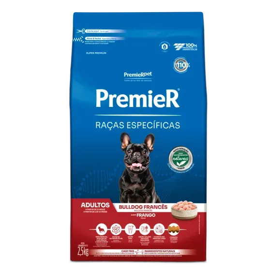 Ração Premier Raças Específicas Bulldog Francês Cães Adultos Frango 1Kg 2,5kg