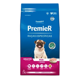 Ração Premier Raças Específicas Pug Cães Adultos Frango 1Kg 2,5kg 7,5kg