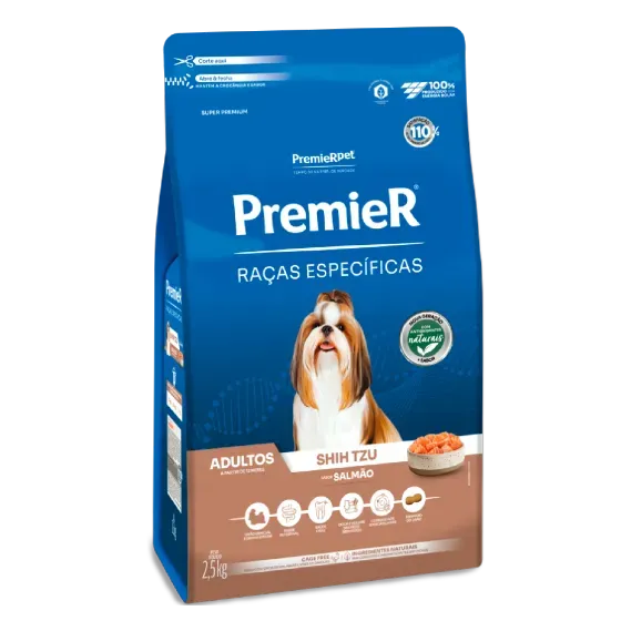 Ração Premier Raças Específicas Shih Tzu Cães Adultos Salmão 2,5kg 7,5Kgs