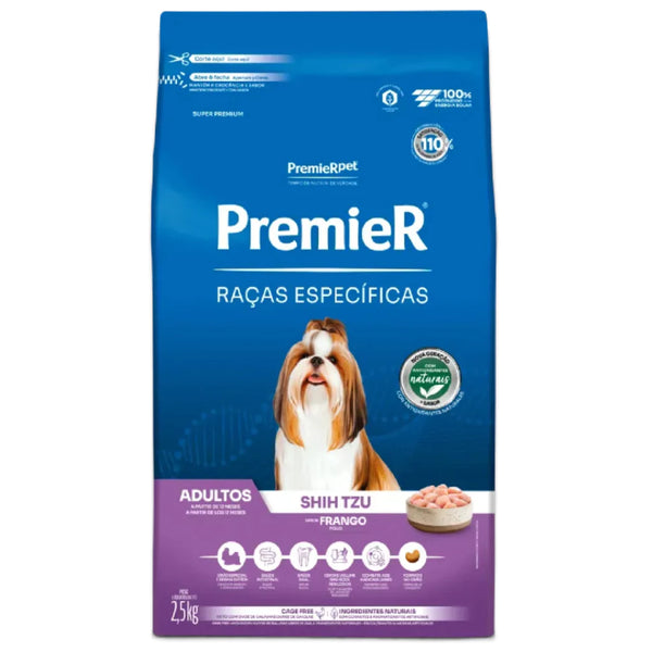 Ração Premier Raças Específicas Shih Tzu Cães Adultos Frango Pollo 1Kg 2,5kg 7,5Kgs