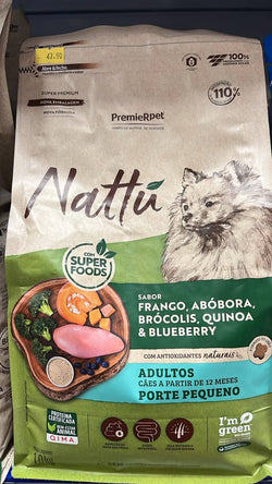 Ração Premier Nattú Frango, Abóbora e Super Foods para Cães Adultos de Porte Pequeno 1kg